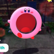 Kirby's Mouthful Mode changes his body to resemble a lifebuoy.